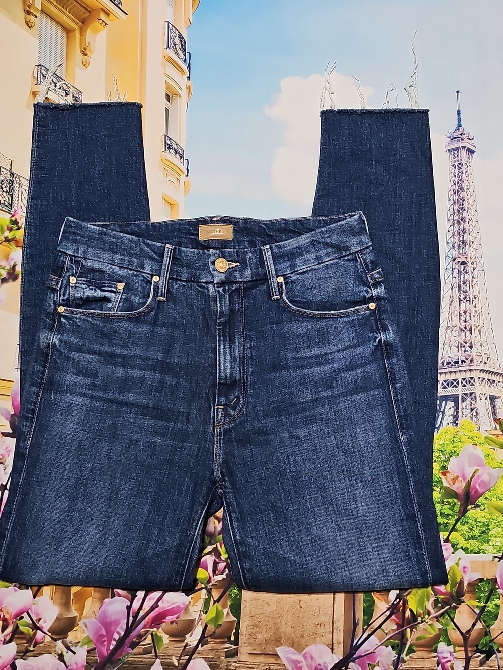 MOTHER Skinny High Waist Looker Ankle Fray Distressed Jeans Size 27